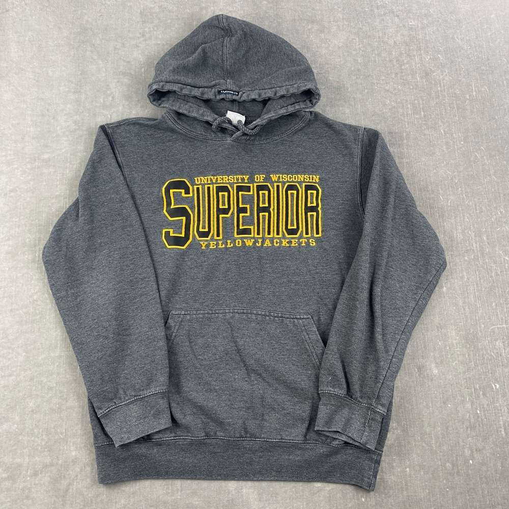 UW Superior Yellowjackets CI Sport Mens Small Gray Embroidered Hoodie Sweatshirt